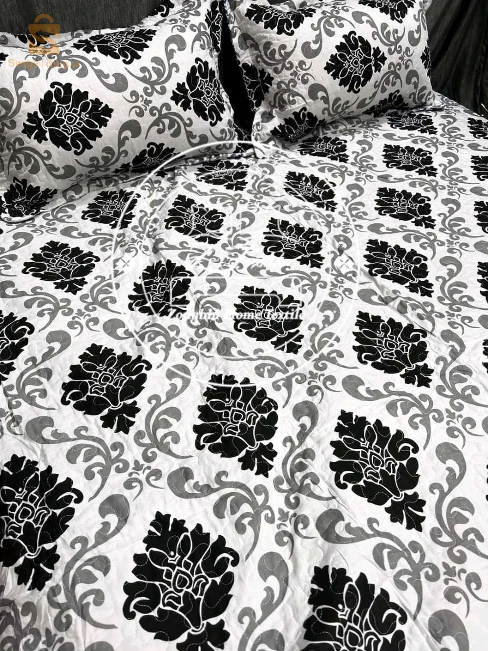 غطاء سرير مزدوج الوجه مكانين + 2 غطاء وسادة