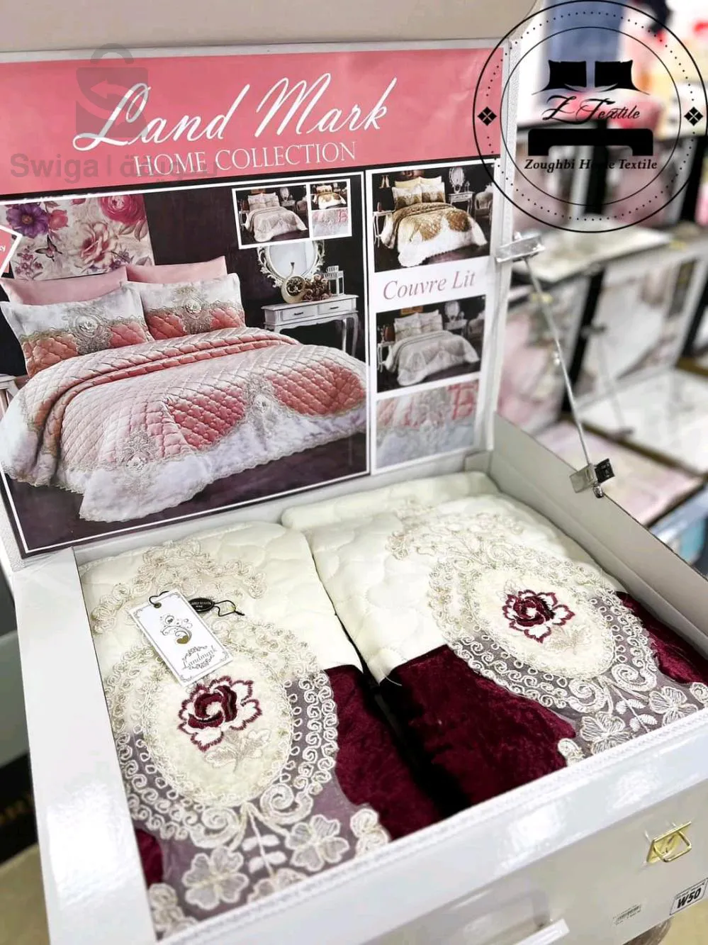 Couvre lit + 2 couvre oreiller + jetee