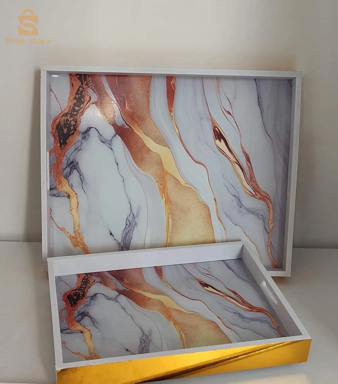 Plateau 2 pièces Doré