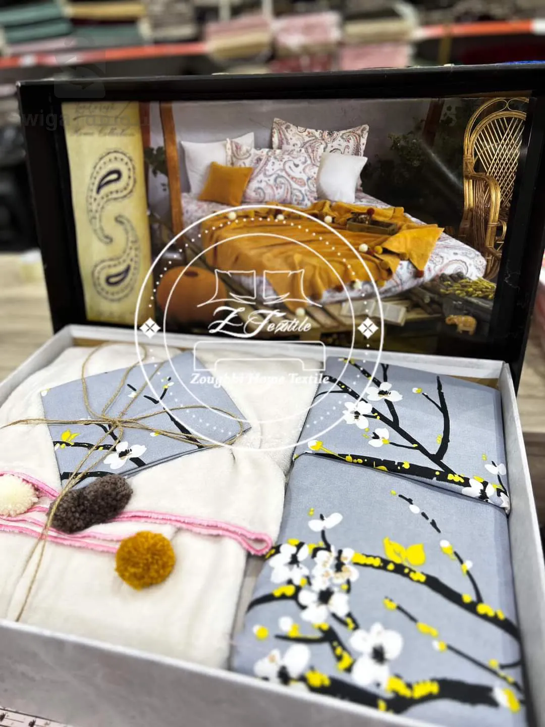 Plaid + drap + 2 couvre oreiller