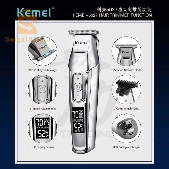 Kemei 5027 Rechargeable Hair Clippers Kit For Men