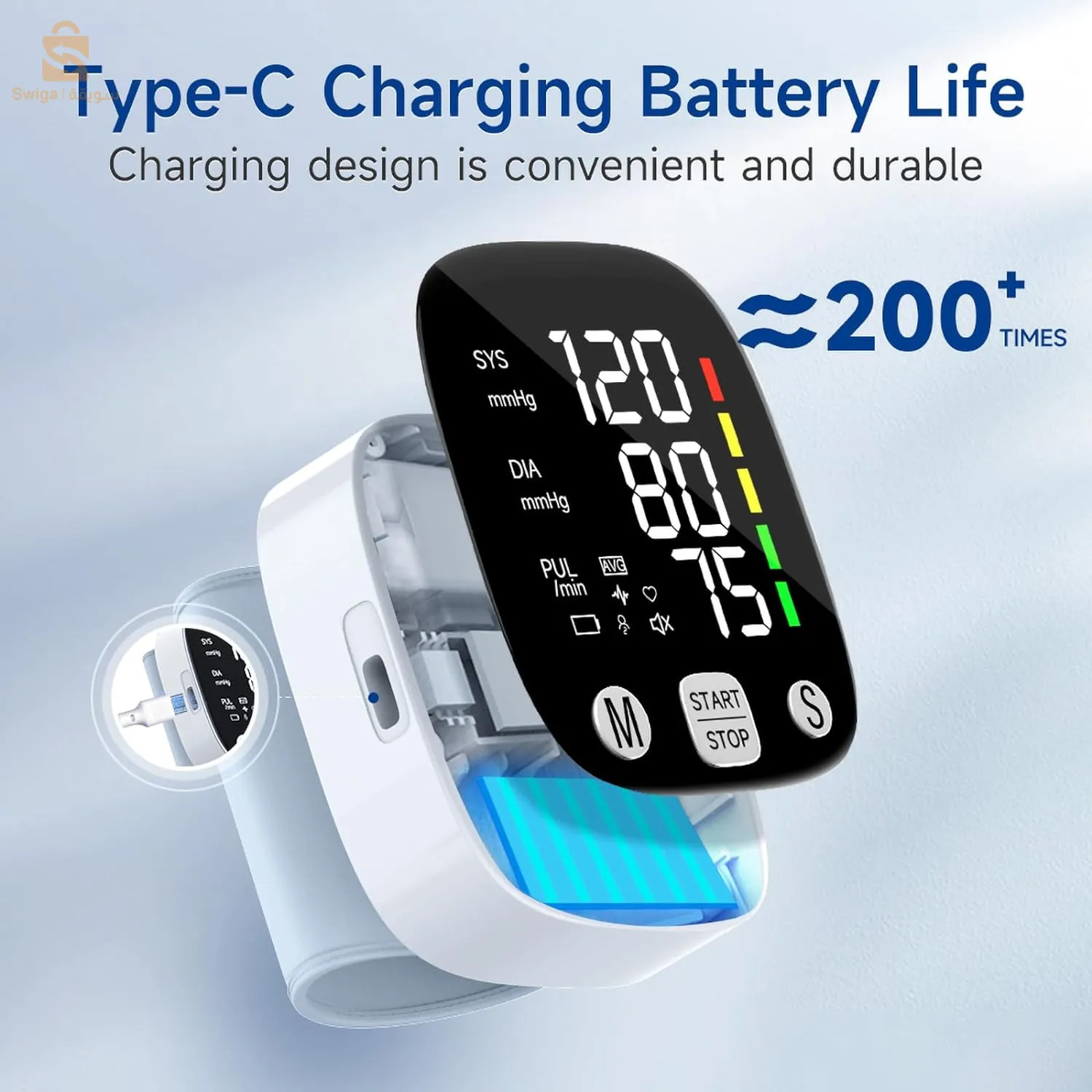 Tensiomètre au poignet à LED aste, sphygmomanomètre à diffusion vocale , tonomcirculation, moniteur BP,