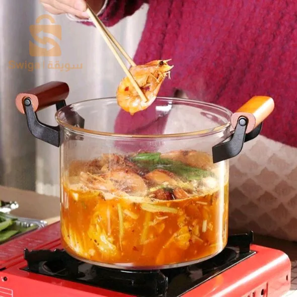 طنجرة زجاجية مضادة للإلتصاق شفافية