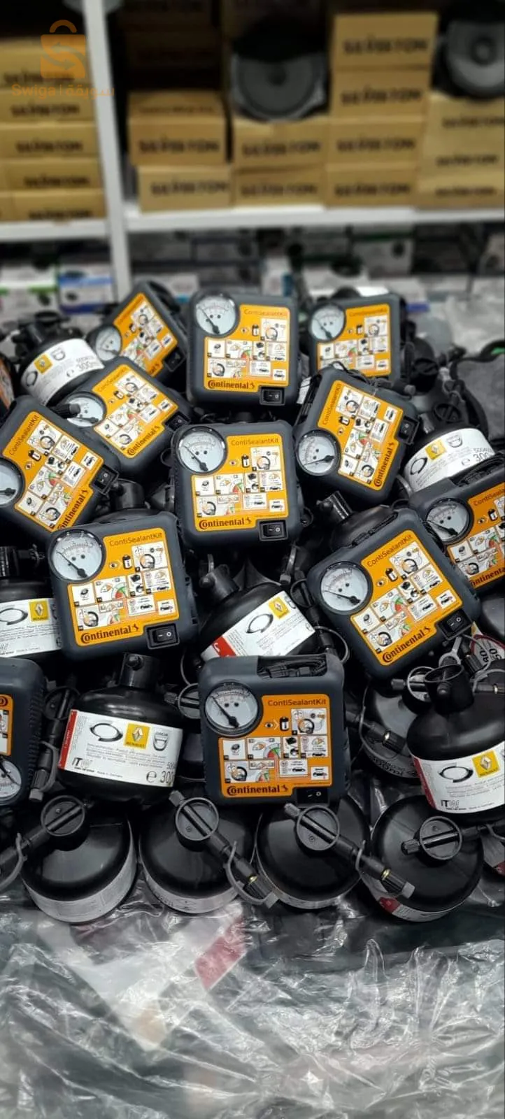 ضاغط هواء + منتج مضاد للثقب