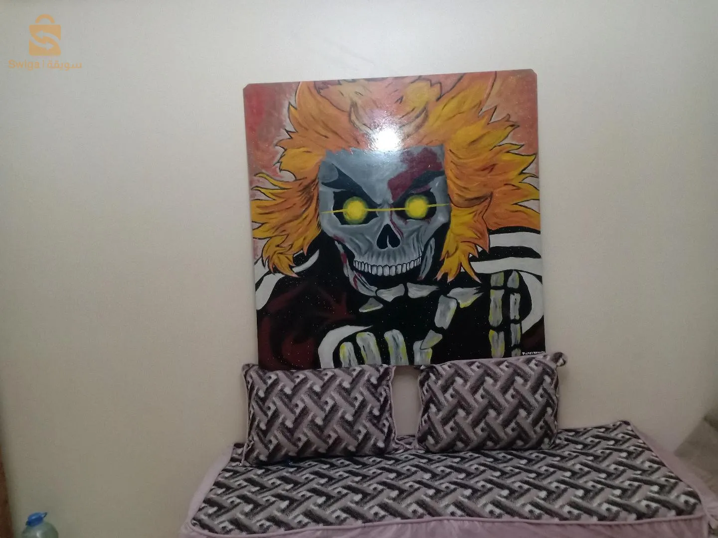 Black Art Rengoku anime painting handmade for wall hanging