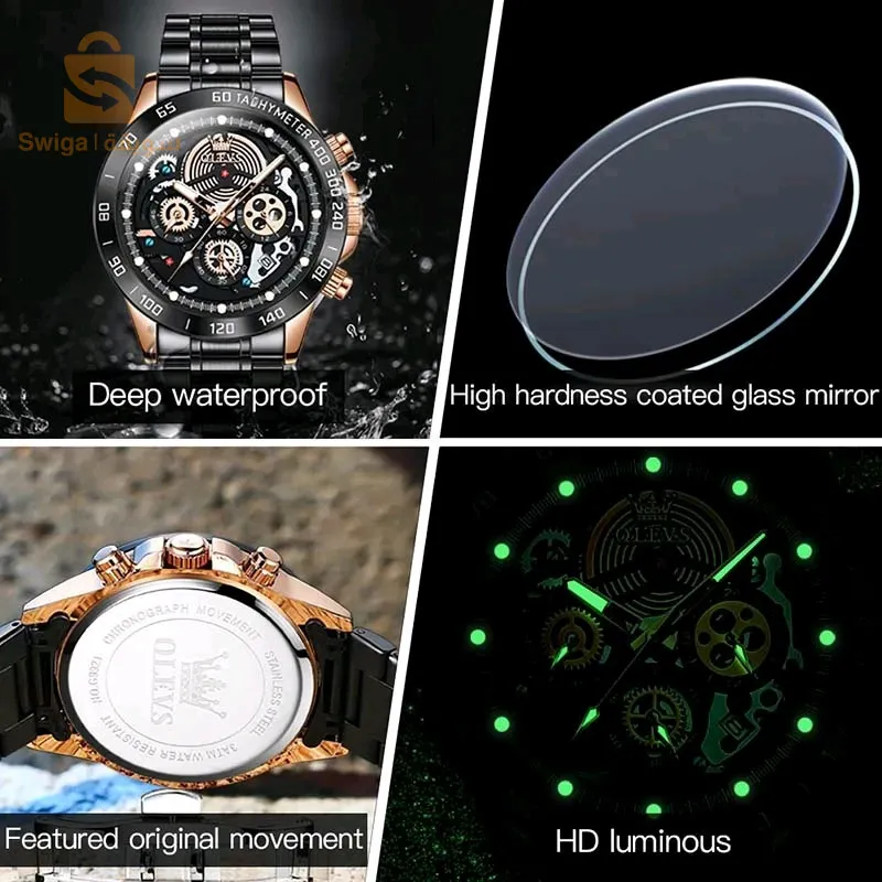 olevs montre de luxe avec une protection du l'eau