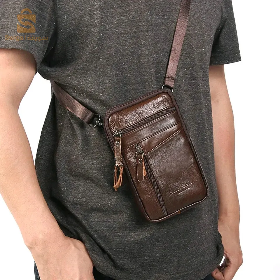 Sacs en cuir véritable pour hommes;sacs de pochette de téléphone , petit sac de ceinture d'épaule de poitrine.