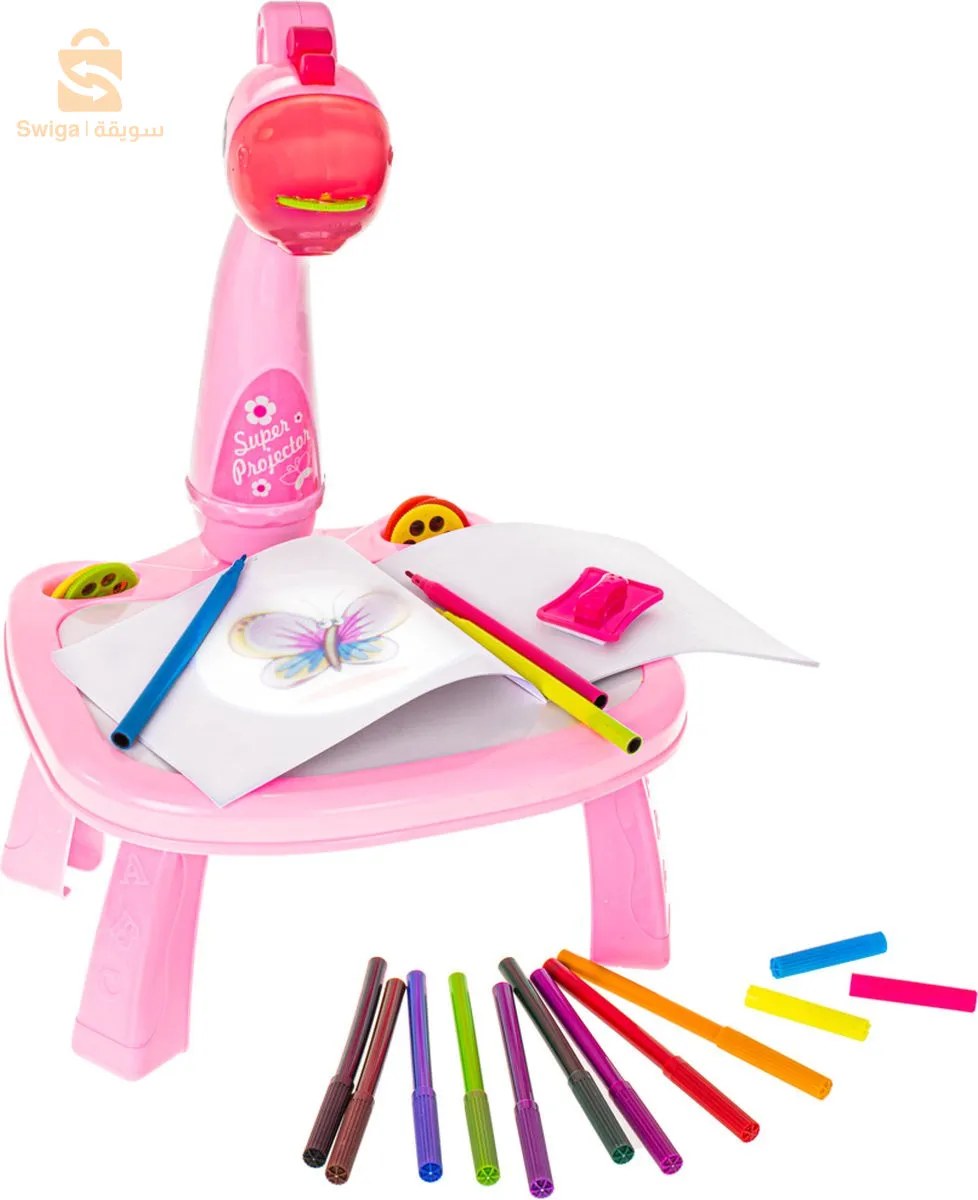Table à dessin avec projecteur Girafe rose - 36 images différentes - Planche à dessin