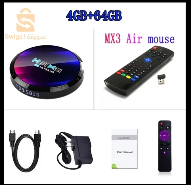 tv box h96 max 4/64 avec air mouse Mx3