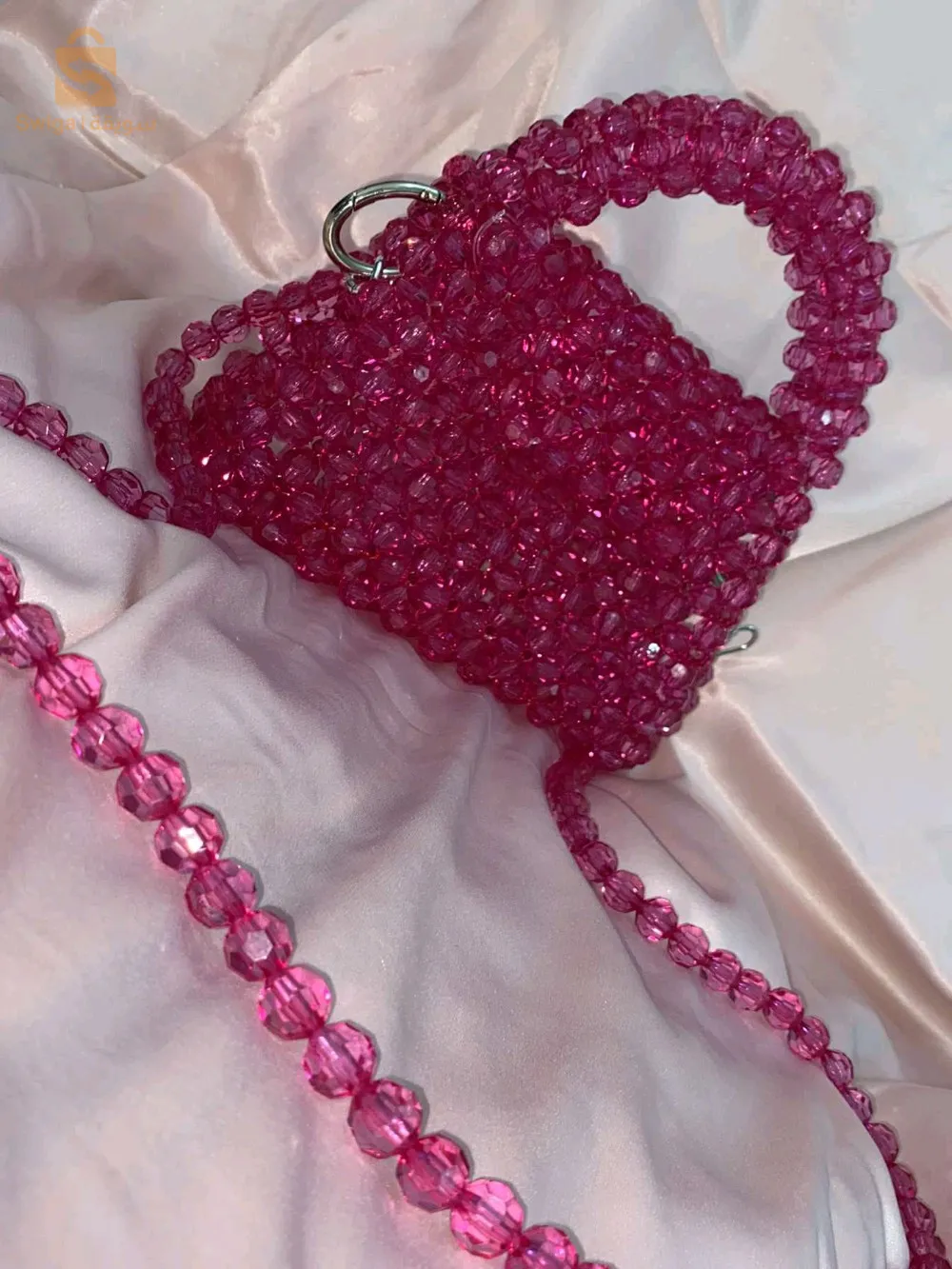 sac a main au perle rose💝 حقيبة يد بالخرز وردية