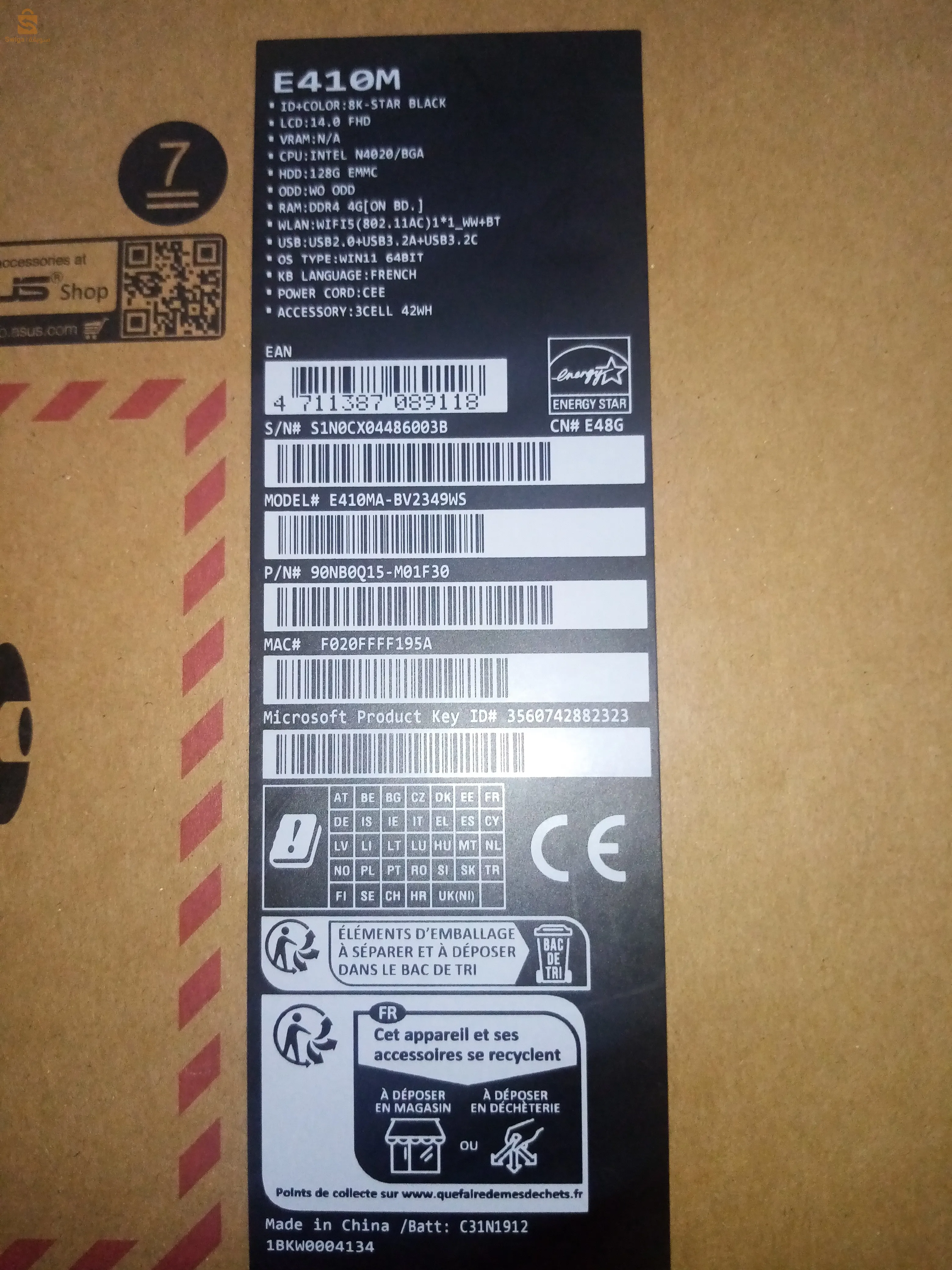 ASUS E410m Laptop PC Poratable