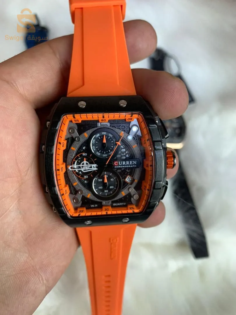 CURREN – montre Original bracelet en Silicone pour hommes chronographe étanche