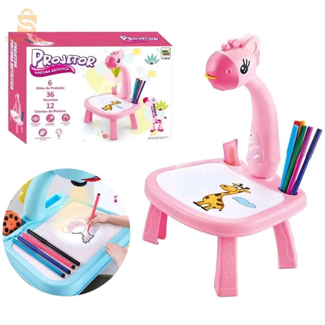 Table à dessin avec projecteur Girafe rose - 36 images différentes - Planche à dessin