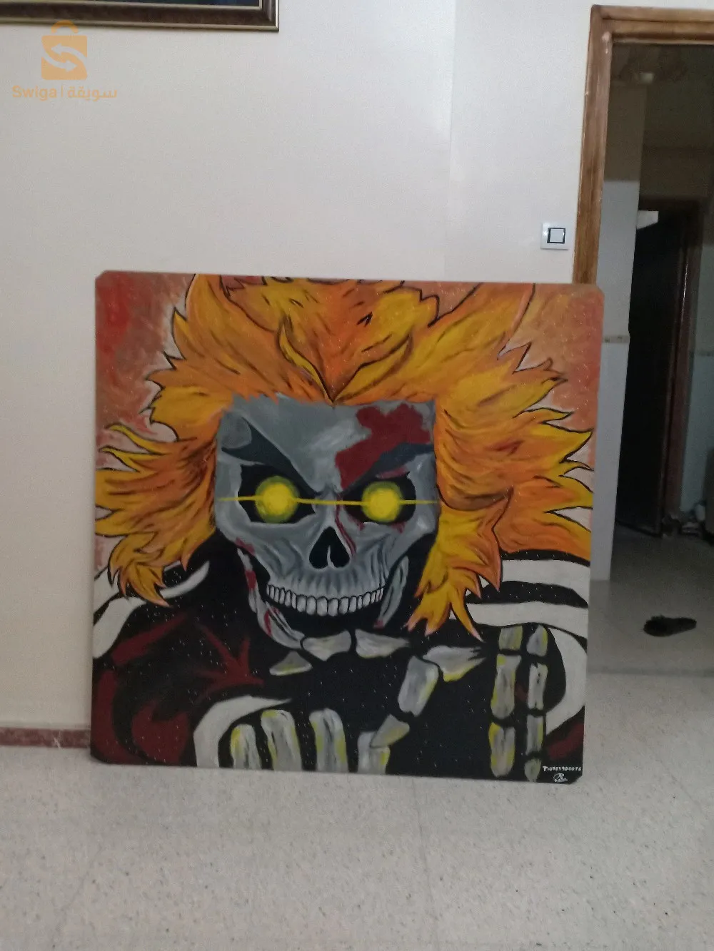 Black Art Rengoku anime painting handmade for wall hanging