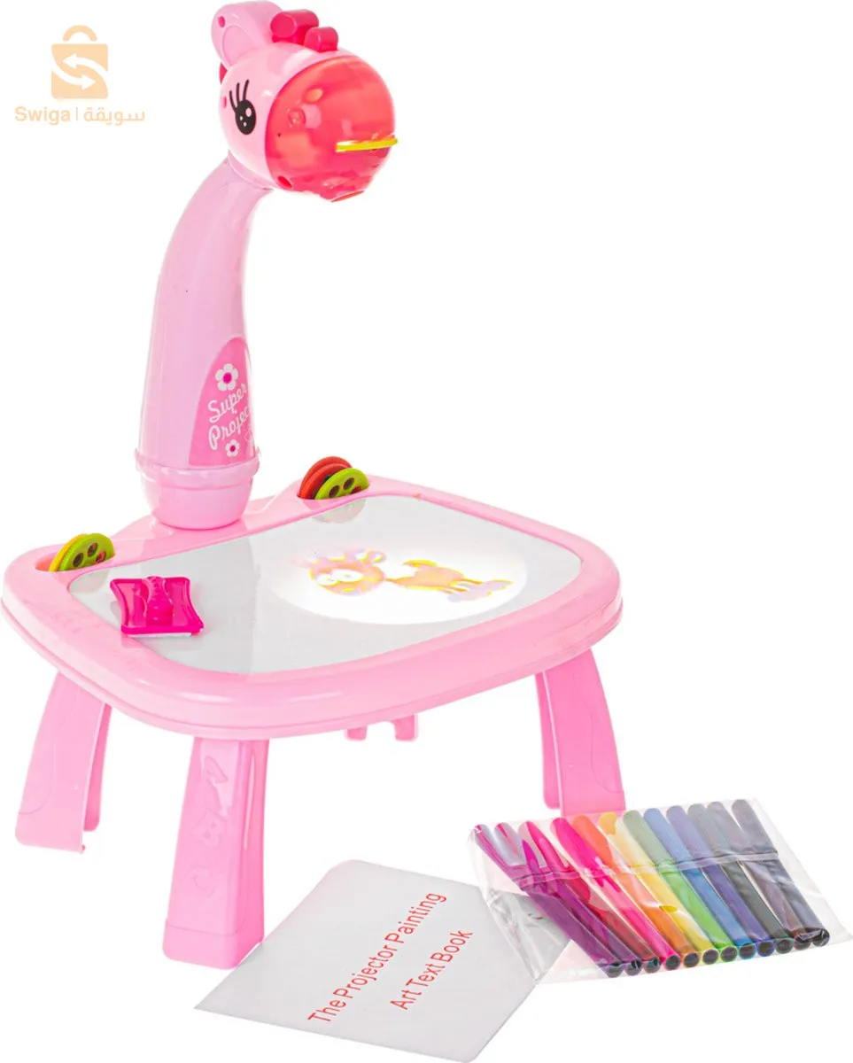 Table à dessin avec projecteur Girafe rose - 36 images différentes - Planche à dessin
