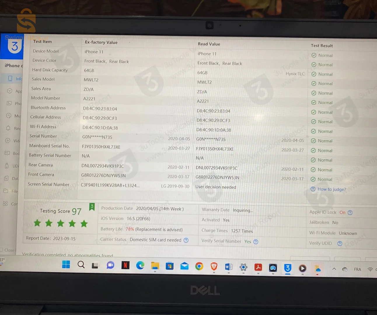 iPhone 11 64gb fih prblm f l’afficheur