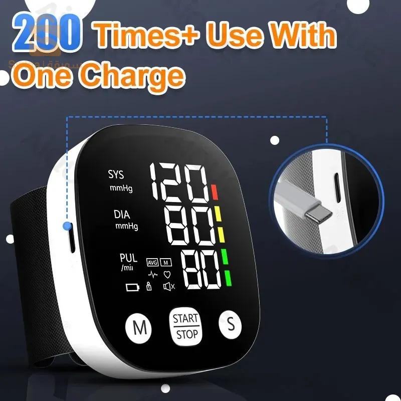 Tensiomètre au poignet à LED aste, sphygmomanomètre à diffusion vocale , tonomcirculation, moniteur BP,