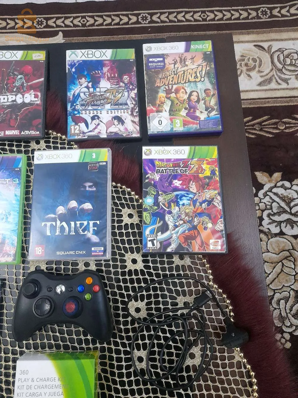 دير لافار ب550الف Manette xbox 360 noir +كابل ديلها+باطري بالكابل+10cd xbox360