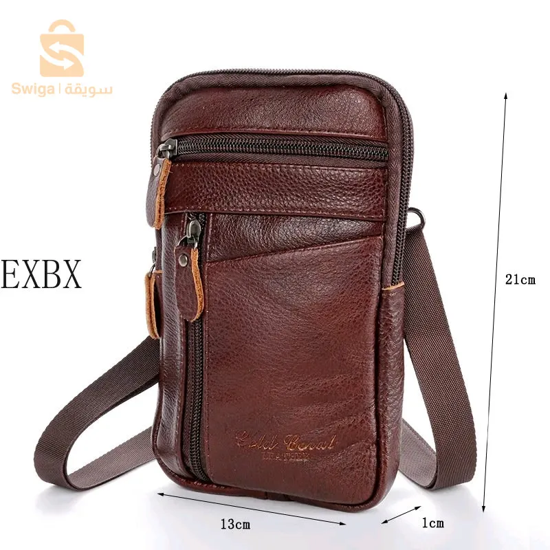 Sacs en cuir véritable pour hommes;sacs de pochette de téléphone , petit sac de ceinture d'épaule de poitrine.