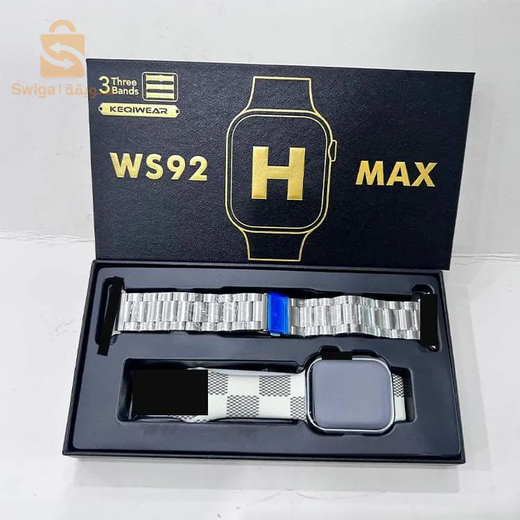 ساعة WS92 max  الكرومي شاشة oled  و 3 براسليات 
الستانليس الاترا و باربوري المميز