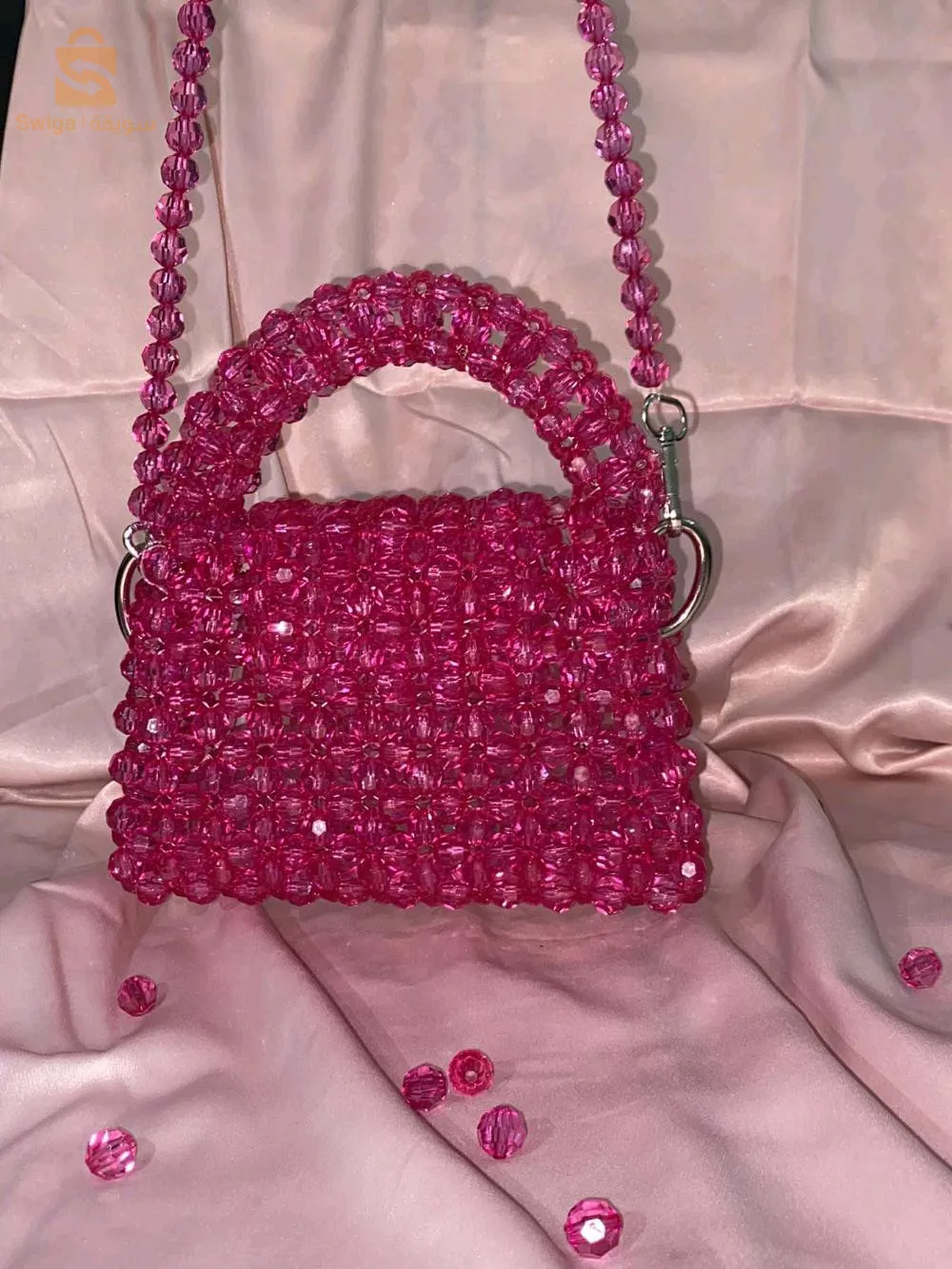 sac a main au perle rose💝 حقيبة يد بالخرز وردية