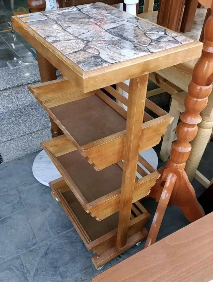 سلة خضر خشبية 3 طوابق