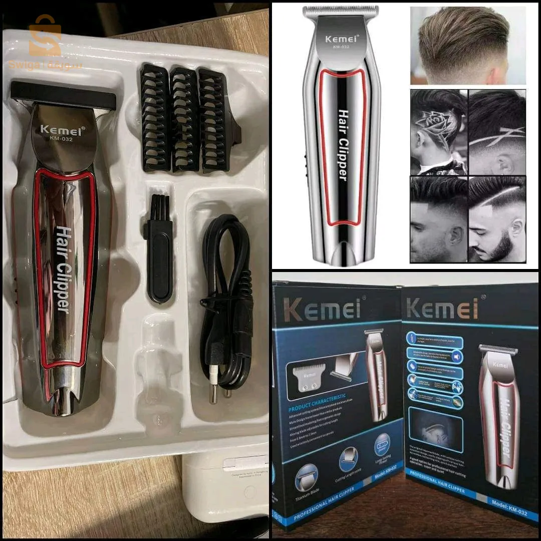 Promotion Tondeuse À Cheveux Sans Fil Rechargeable Gris Corps En Métal KEMEI KM-032 😍