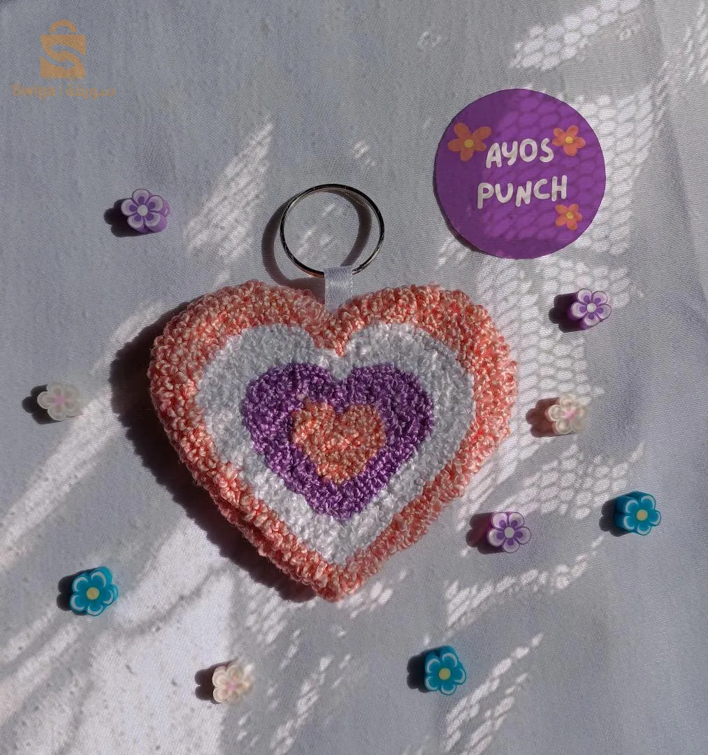 Punch needle: Keychain. jewelry holder mug rug