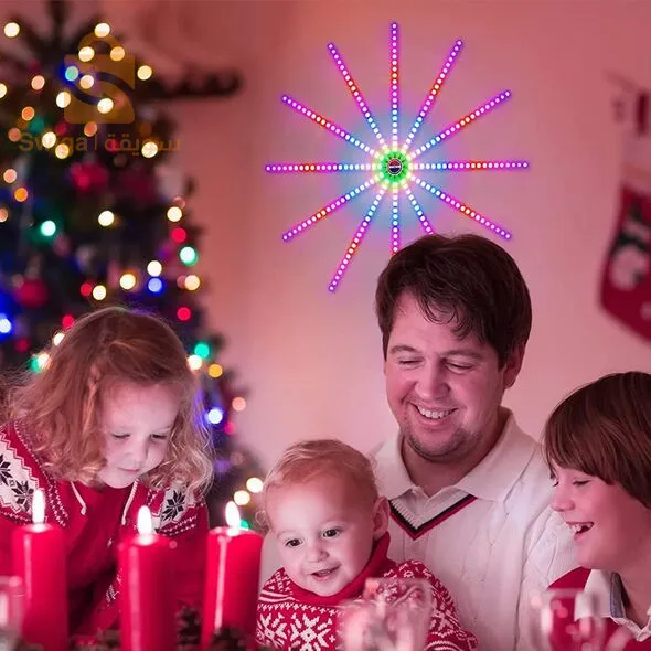 أضواء متعددة الألوان على شكل ألعاب نارية لتزيين مذهل Feux D’Artifice App Smart Control Led RGB Pour Une Décoration Superbe