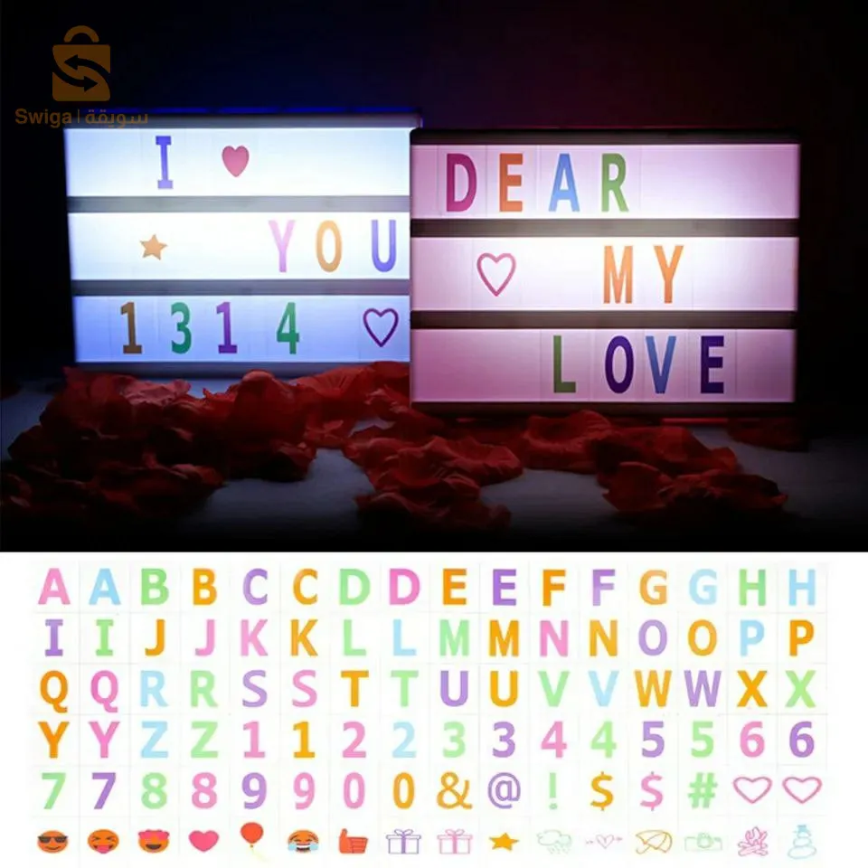 Tableau lumineux avec lettres