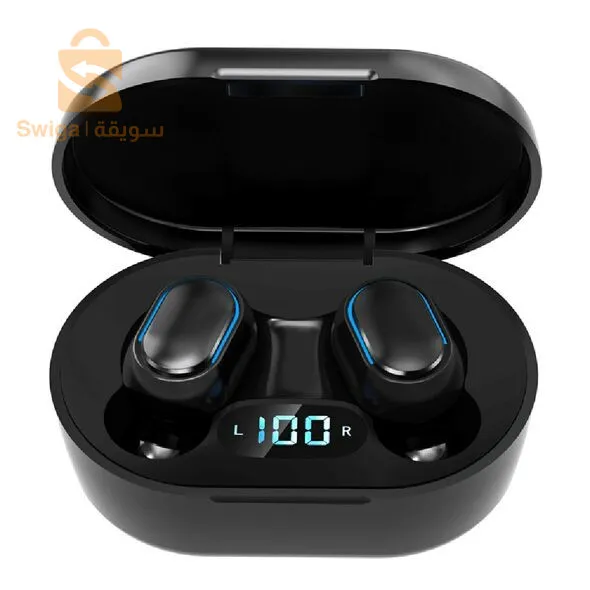 5.0, E7S TWS Affichage LED, étanches, avec boîte de charge - Noir سماعات الأذن اللاسلكية