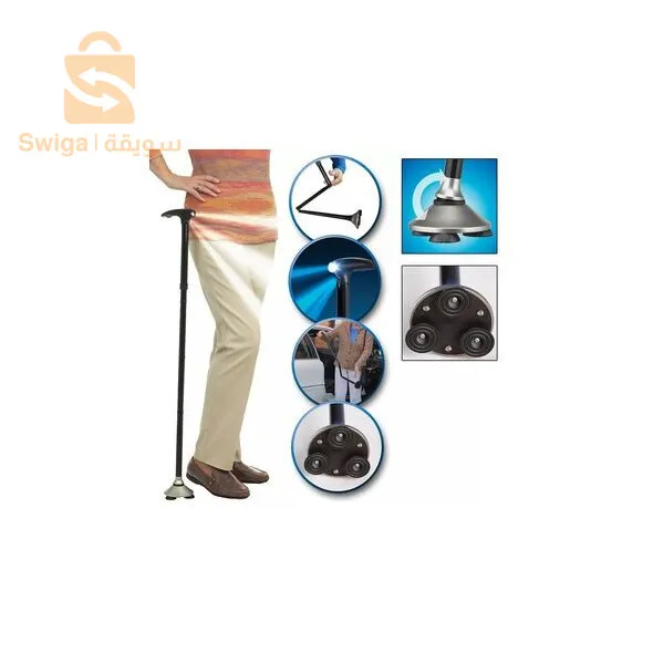 عكاز المشي لكبار السن القابل للطي مع مصباح LED للإضاءة الليلية Magic Cane Foldable Walking Stick With Led Light