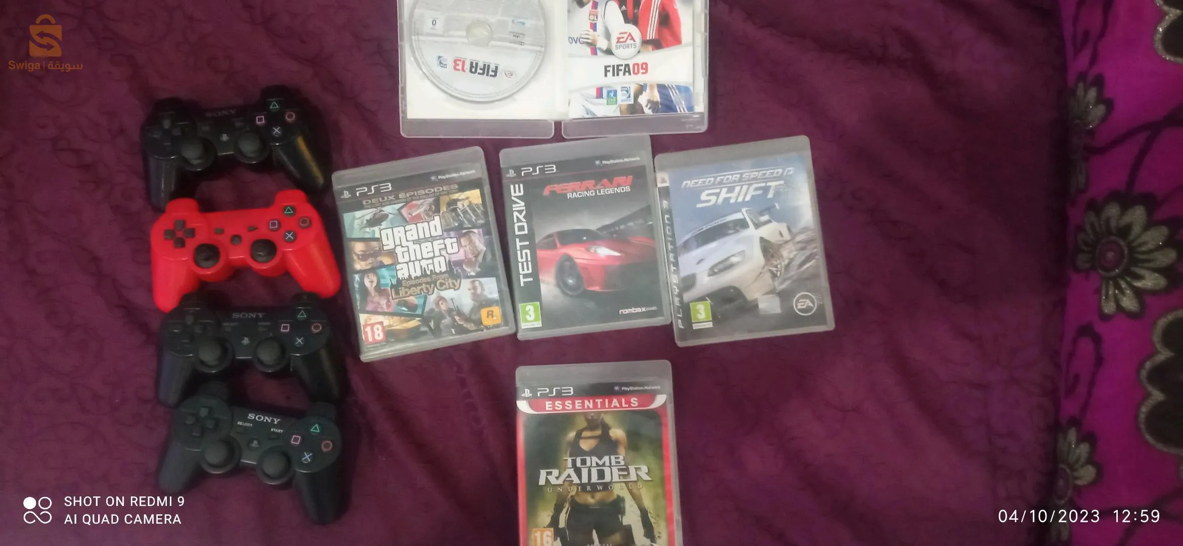 Ps3 slim mflachya 500GB fiha 4 manet whda na9sa w m3aha+5 CD D'origine w 5 joux jdida matskhon matbloki