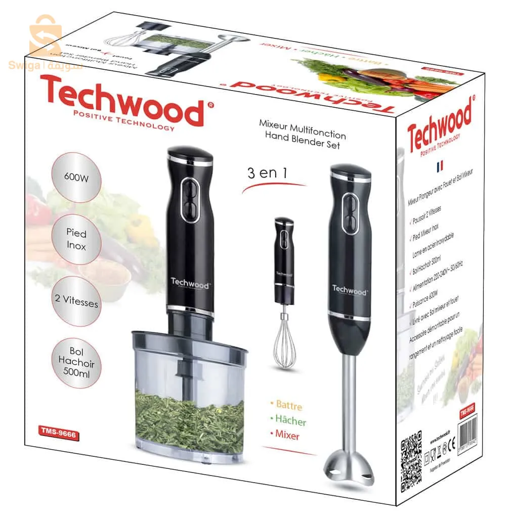 خلاط يدوي 3في1 600واط 500مل Techwood TMS-9600