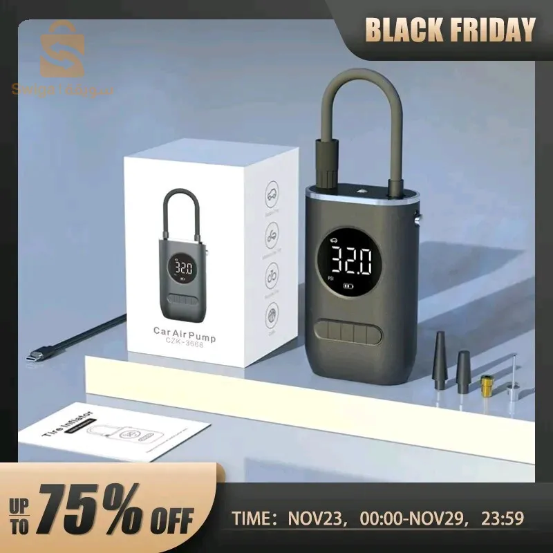 Mini Pompe à Air Électrique Autopropulsée pour Voiture, Appareil de Chargement sans Fil à Affichage Numérique, 1 Ensemble