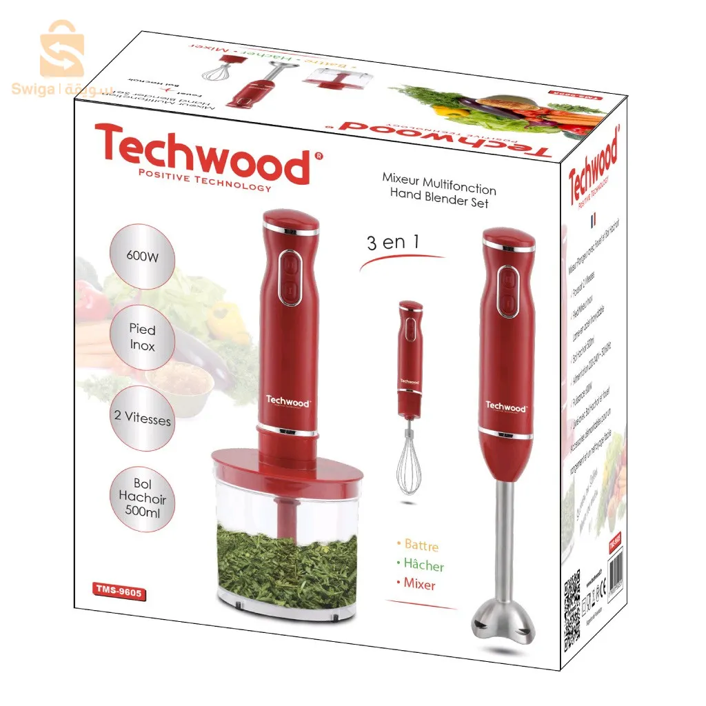 خلاط يدوي 3في1 600واط 500مل Techwood TMS-9600