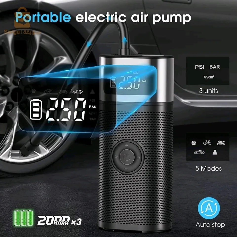 Mini Pompe à Air Électrique Autopropulsée pour Voiture, Appareil de Chargement sans Fil à Affichage Numérique, 1 Ensemble
