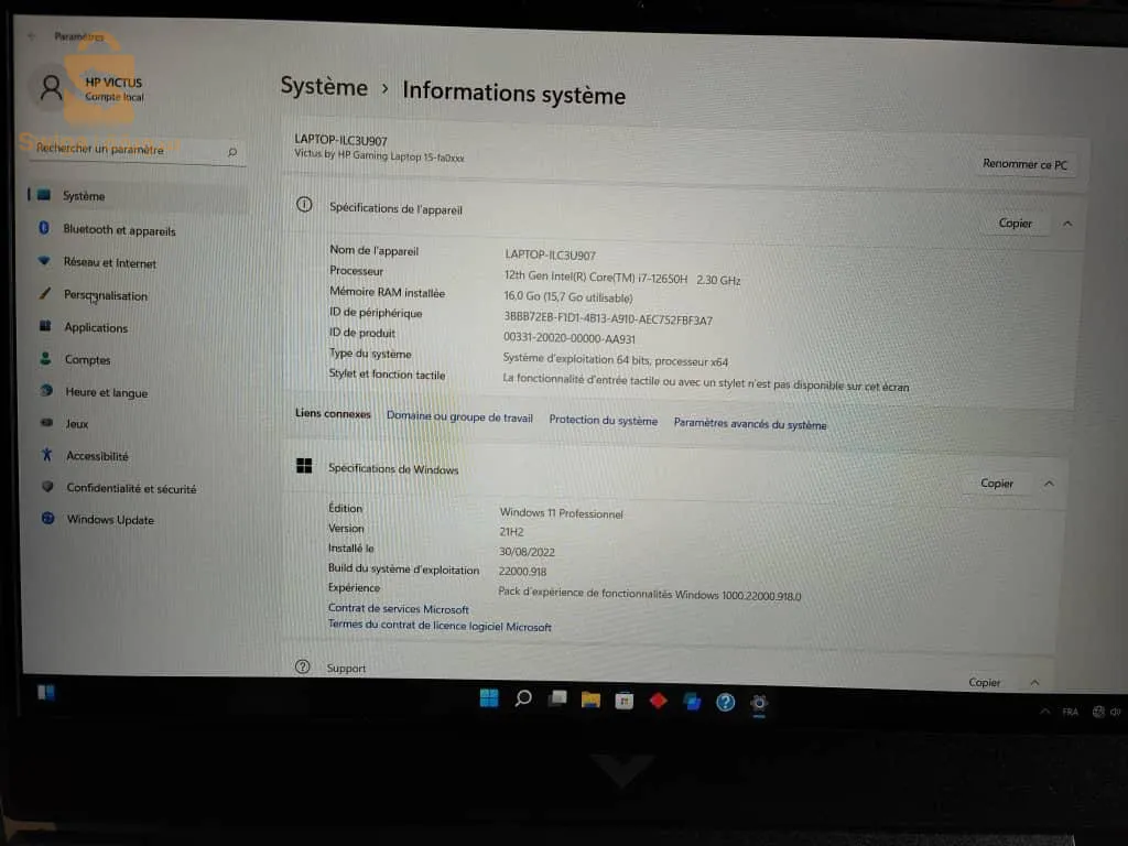 Laptop gaming HP victus i7 12 ème génération