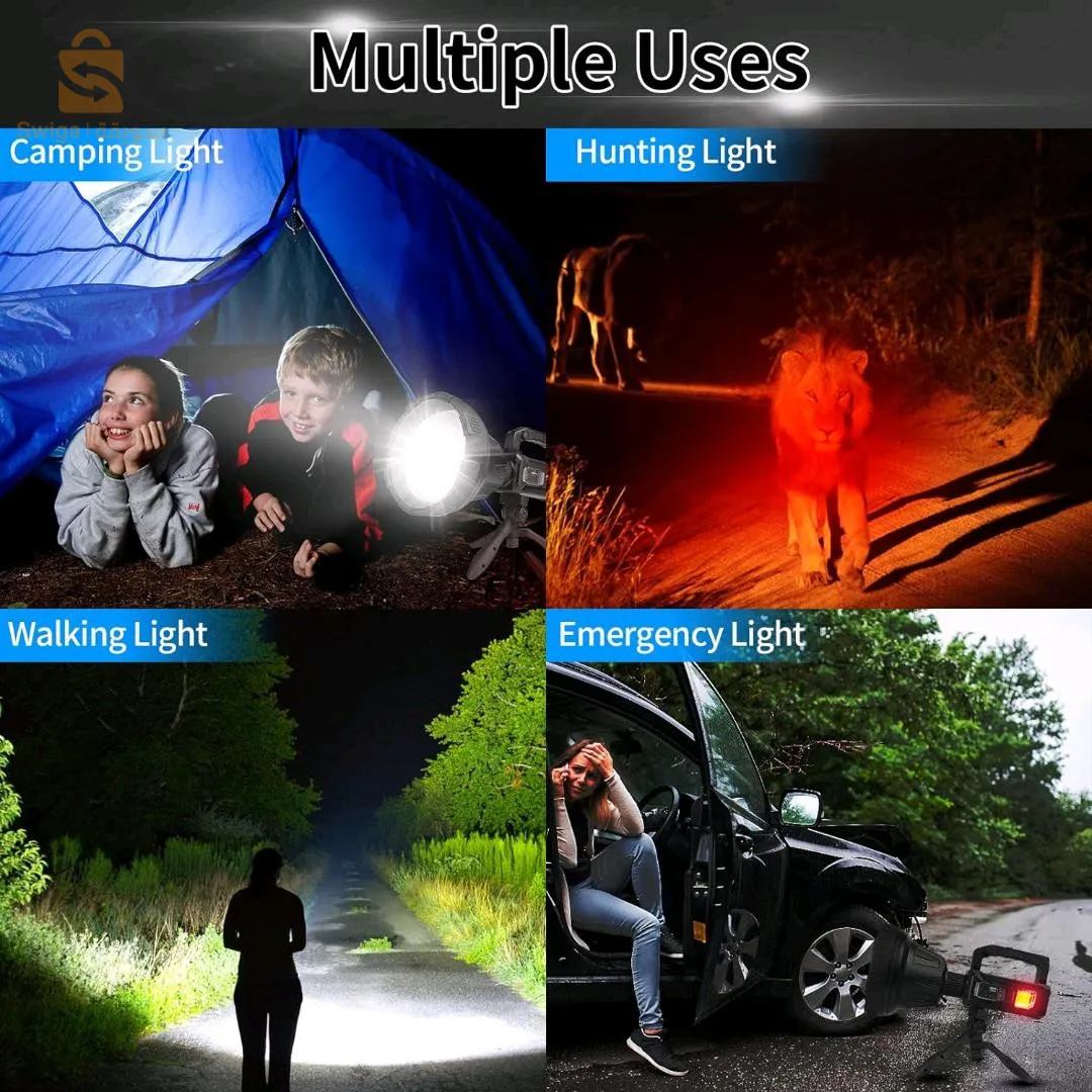 Projecteur rechargeable à 6 modes + trépied avec fonction de power-bank 100