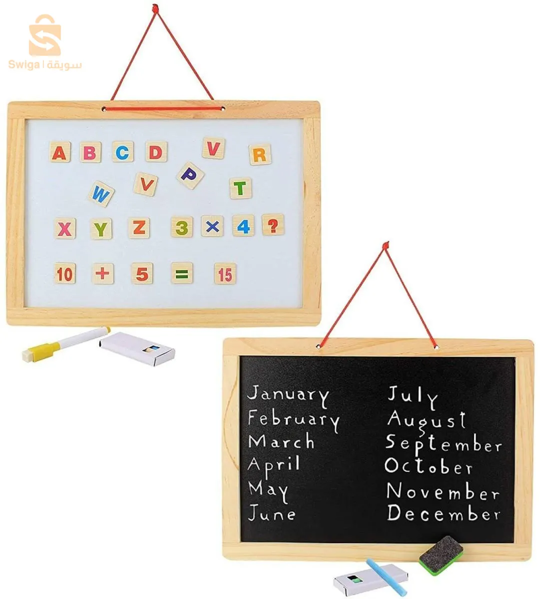 لوحة خشبية مزدوجة الجانب مع الحروف