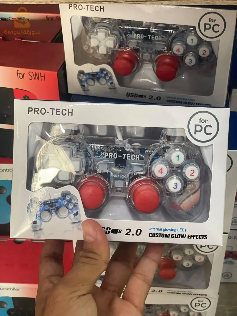 جهاز التحكم في ألعاب الفيديو للحاسوب للإستمتاع بألعابك Manette Vibrante Transparente Pro-Tech 702‎
