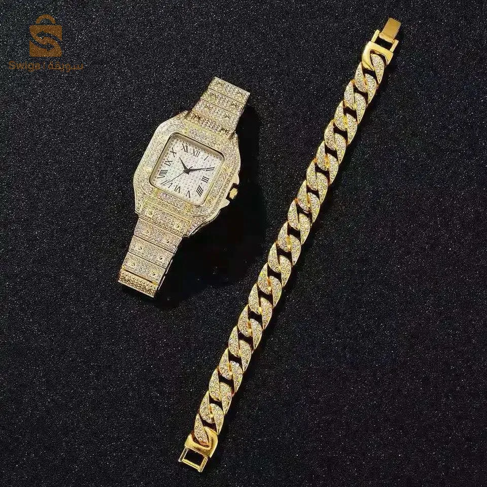 montre et bracelet en diamant avec sa boite