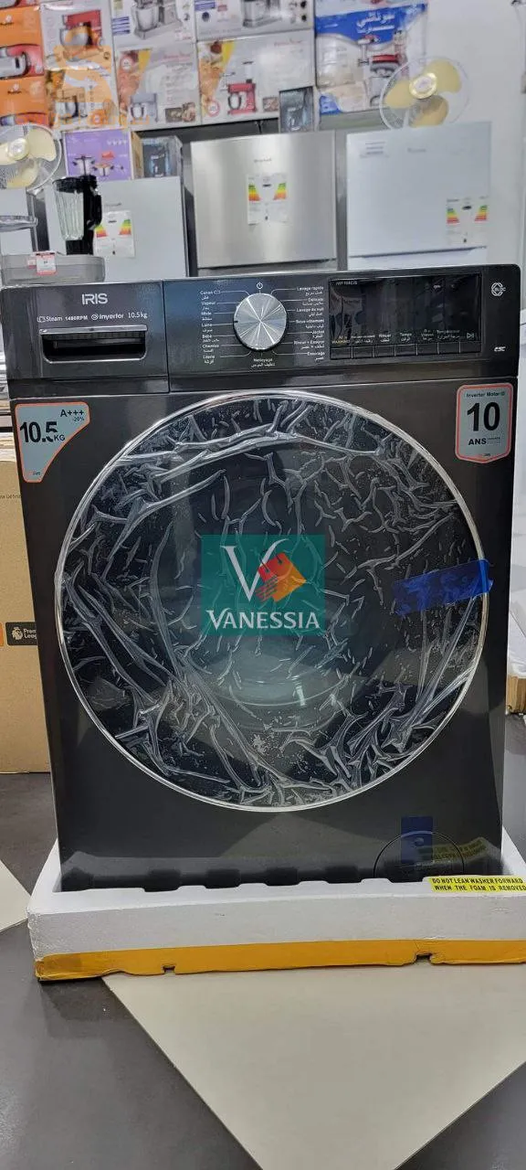 Machine à laver Automatique iris 10.5 kg blanche et noire
