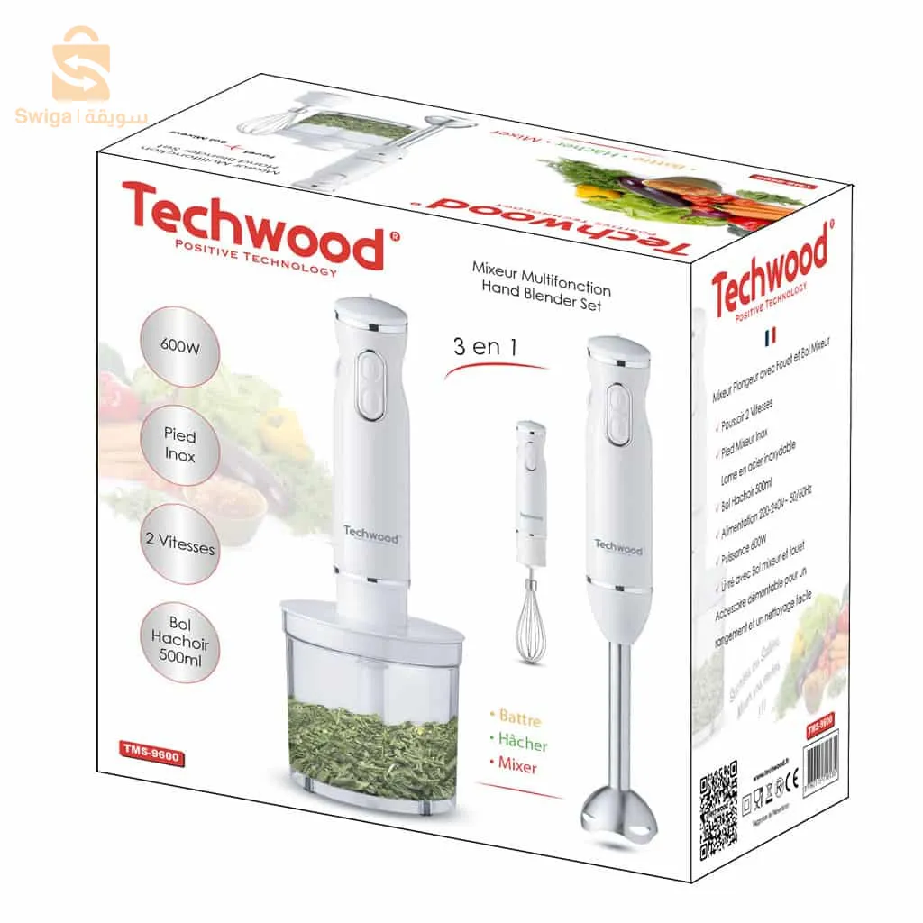 خلاط يدوي 3في1 600واط 500مل Techwood TMS-9600