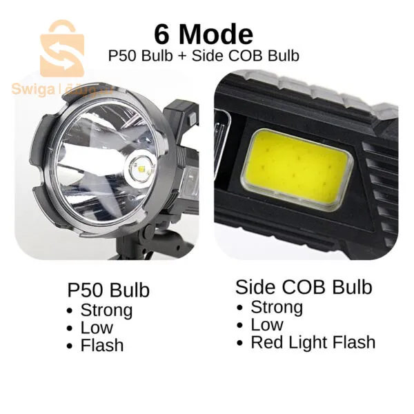 Projecteur rechargeable à 6 modes + trépied avec fonction de power-bank 100