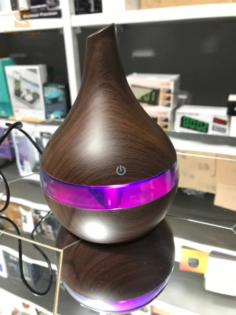 Humidificateur Électrique style bois 300ml   Aromathérapie Diffuseur Avec 7 Couleur LED Lumière