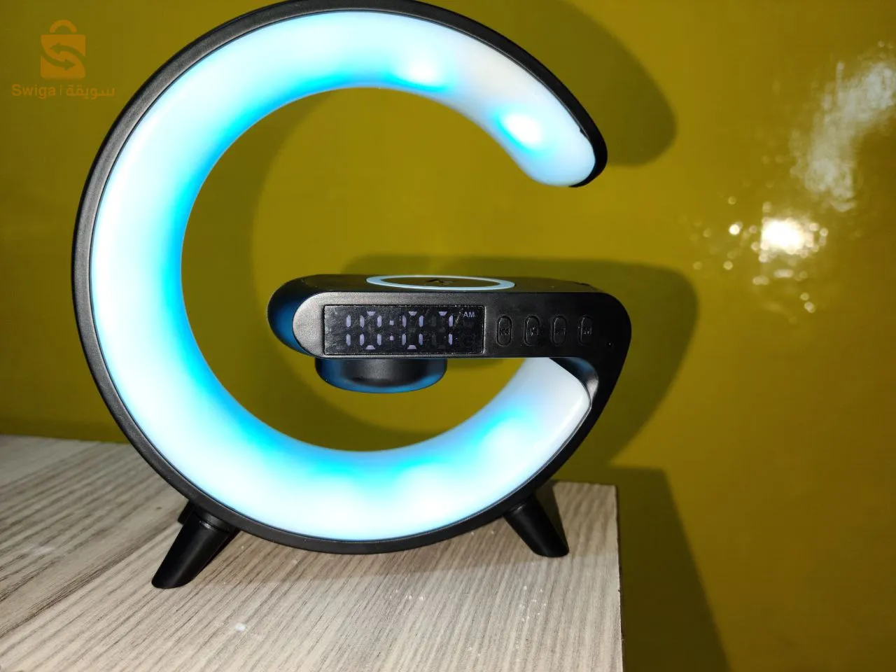 ساعة منبه ذكية من النوع G تعمل بتقنية البلوتوث وسماعات شحن لاسلكية RGB Light