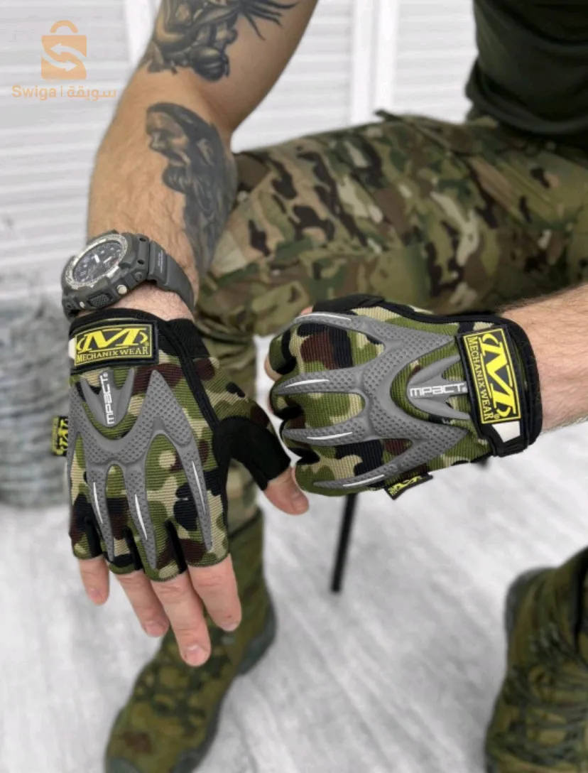 Mechanix Gants de Moto antidérapants demi-doigt قفازات المضادة للانزلاق نصف اصبع للدراجات النارية$👍