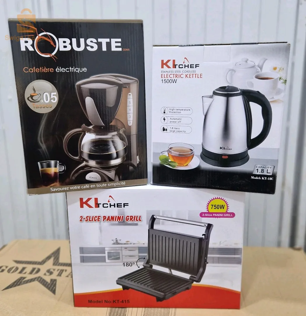 Pack Panineuse et  Bouilloire kitchef et Cafetière 5 tasse