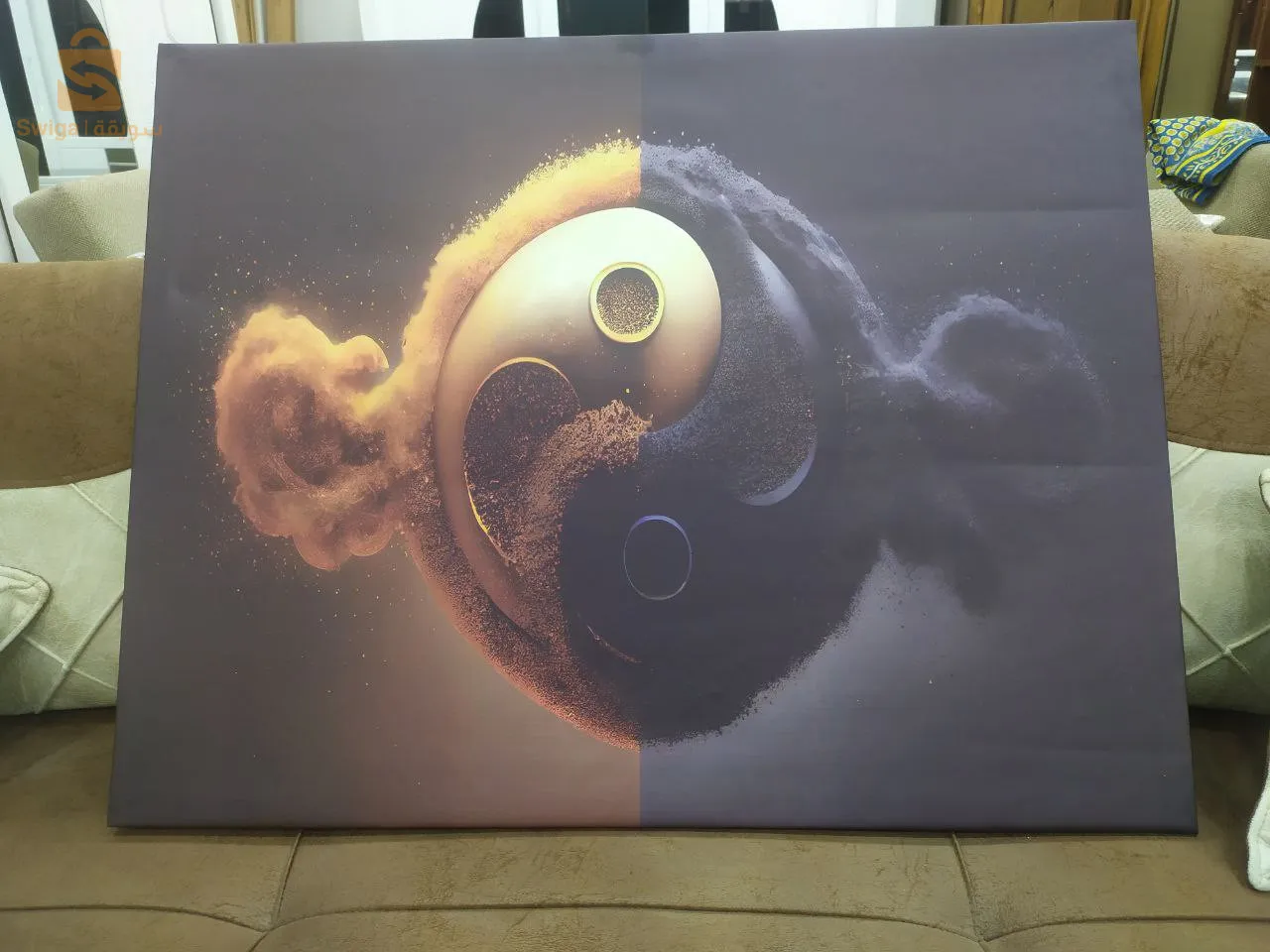 Cadre canvas la toile en verre et en bois